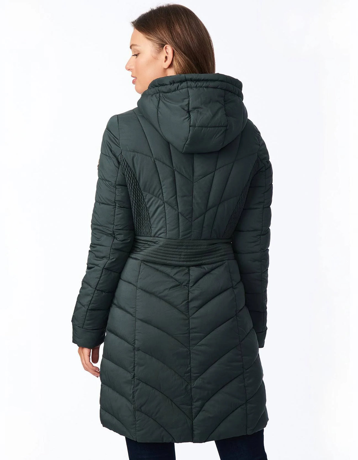 Dark Moss Hooded Packable Puffer Coat W2075
