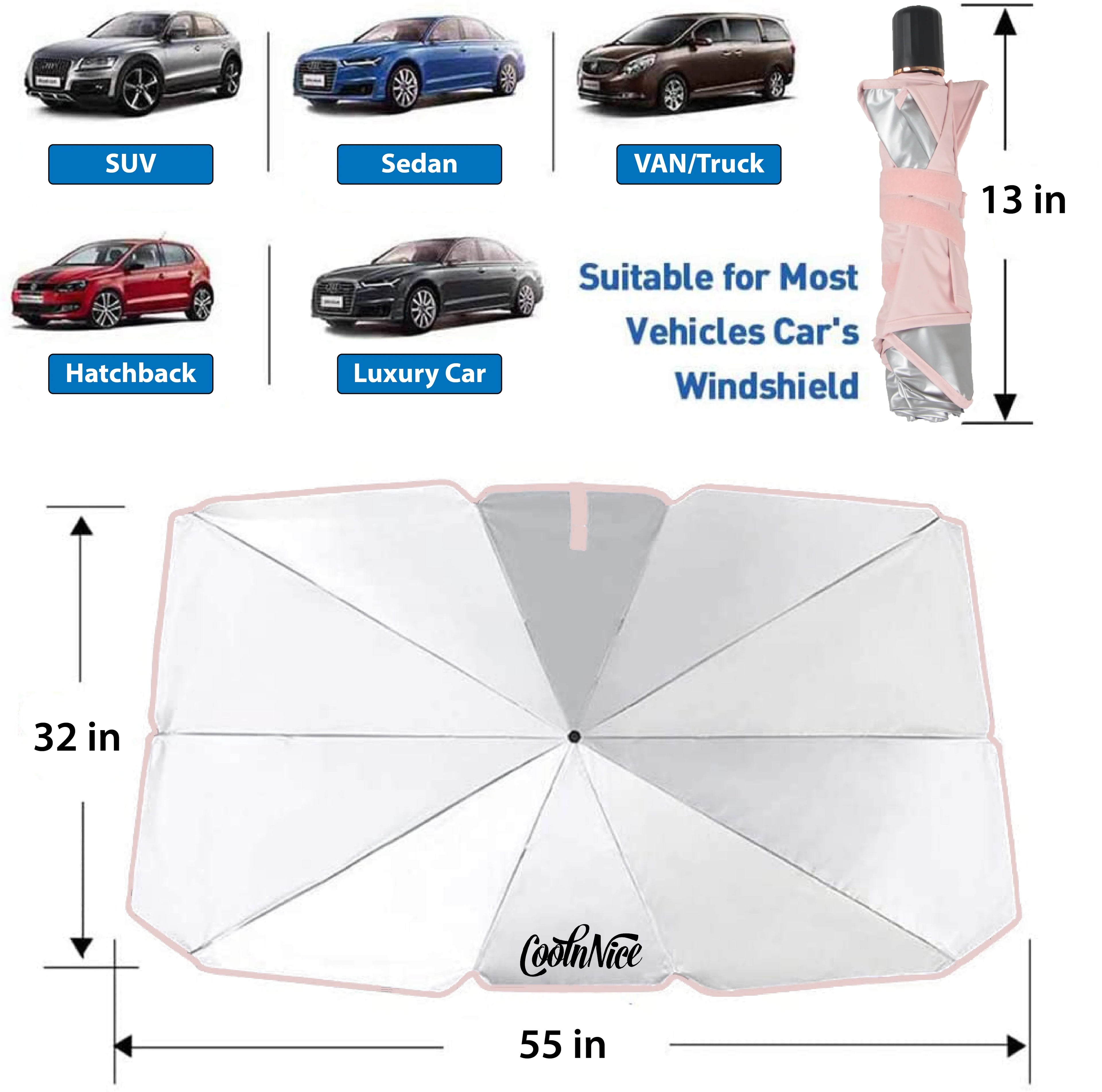 Foldable Car Windshield Sun Shade Umbrella Z6425