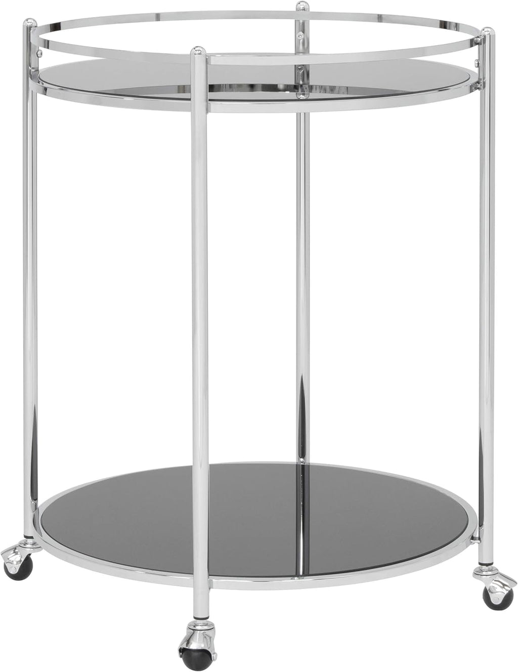 Chrome Clear Metal and Glass Bar Cart L408930
