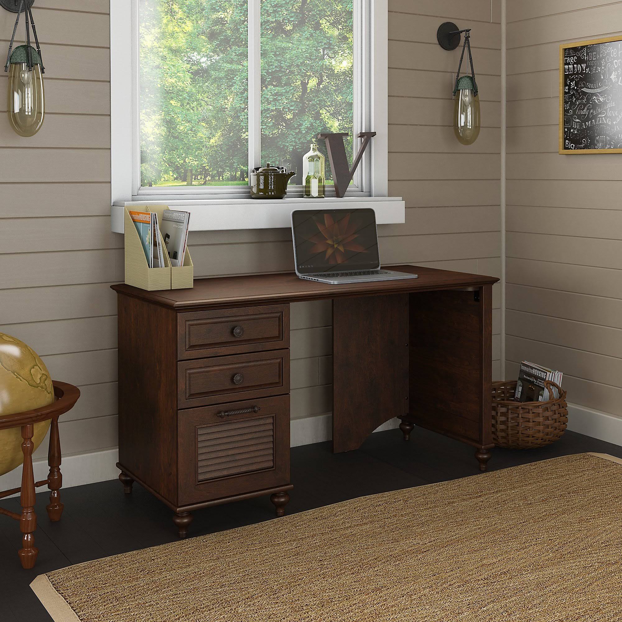 51x22 Desk with File Cabinet, Coastal Cherry W99346