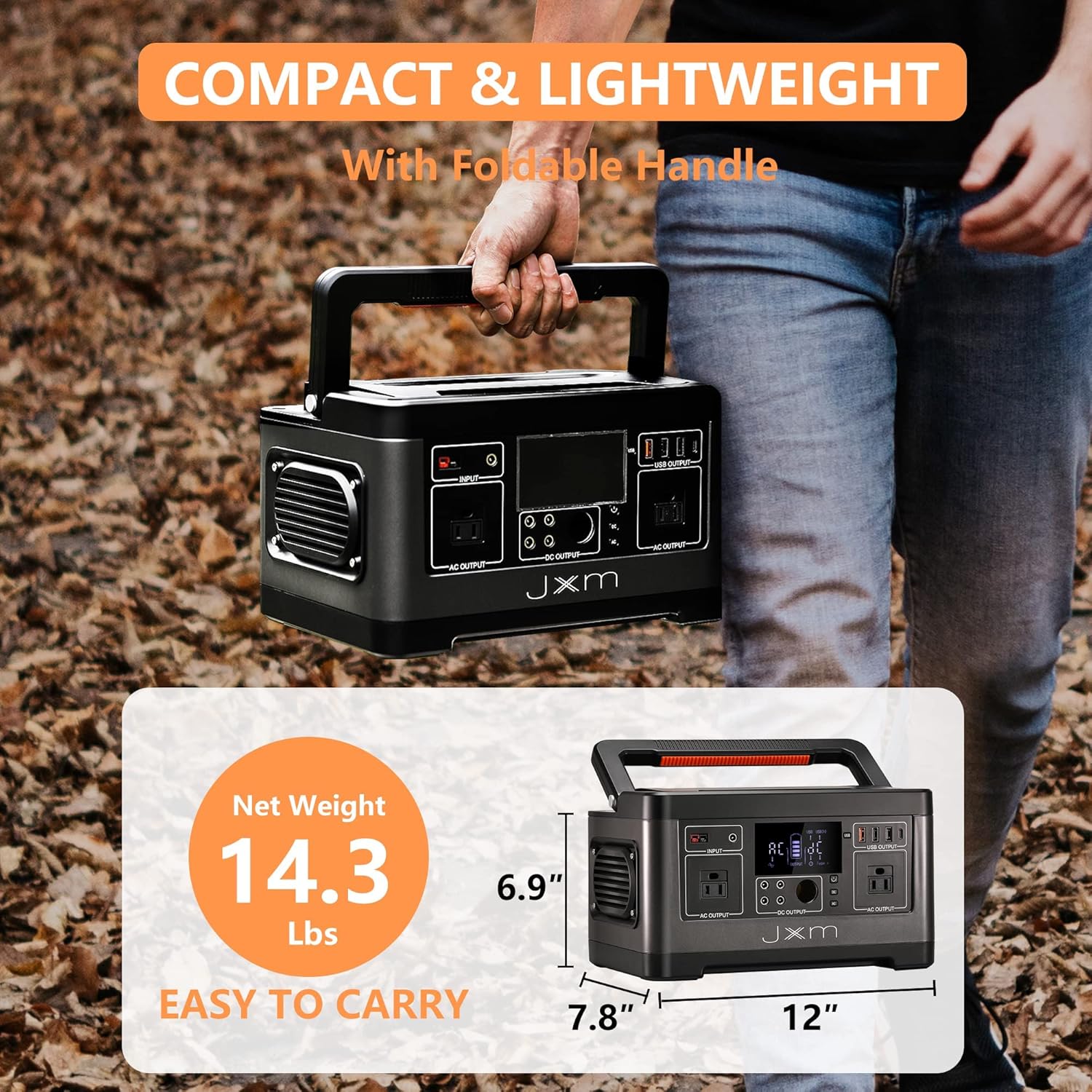 Portable Power Station 519Wh 500W Pure Sine Wave AC Outlet 12V DC X31838