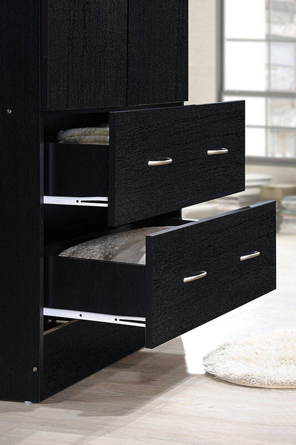 Black 2-Door Wardrobe Armoire S204523