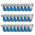 24 Pack 3x22 Rigid Fixed Polyurethane Blue Non Swivel Caster Wheels S2566
