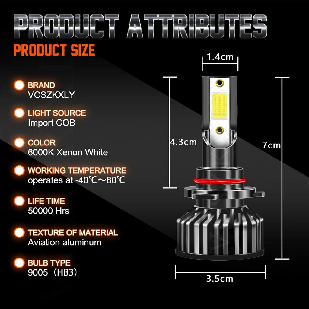 6000K LED Headlight Bulbs Combo 6 Pack V481