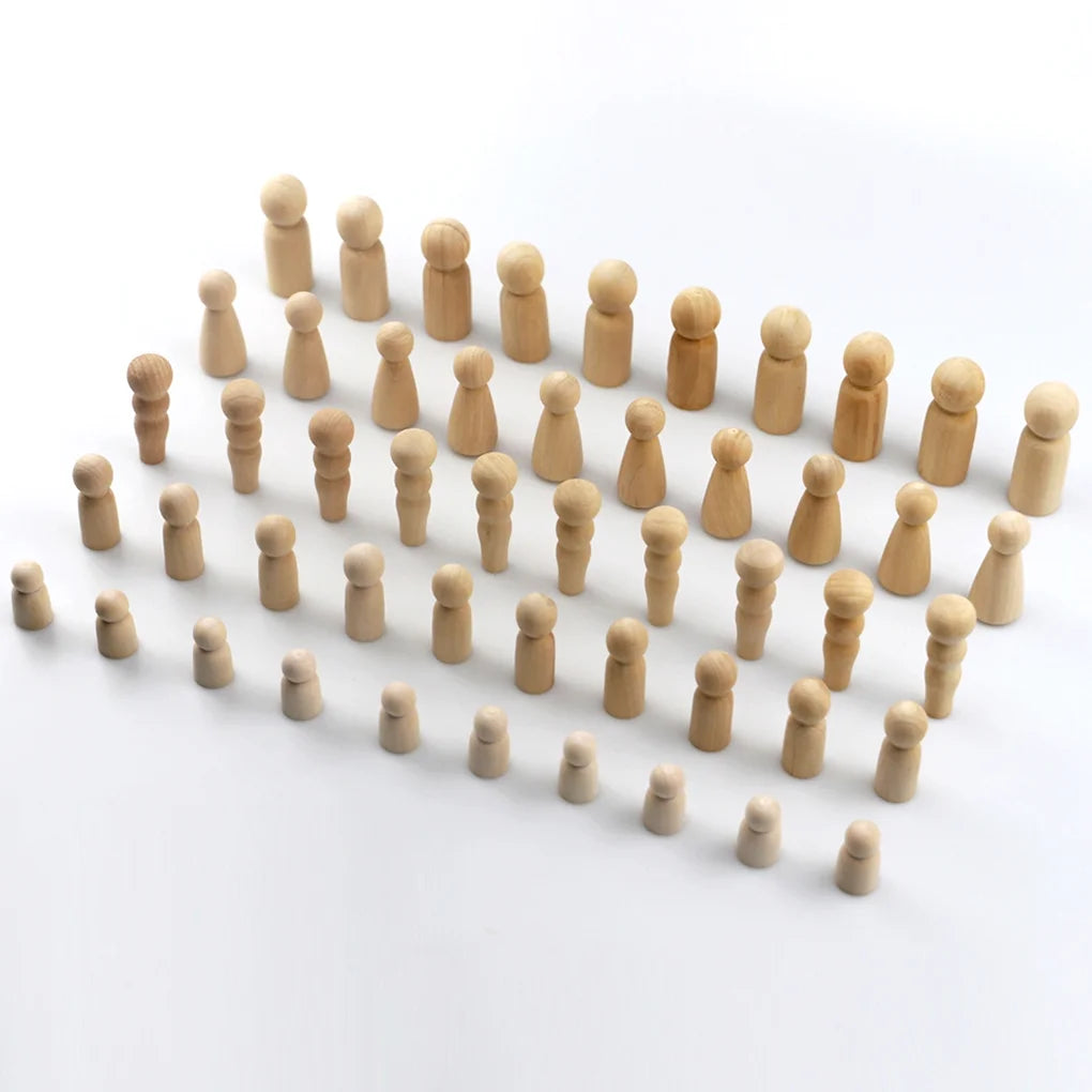 50 Pc Wooden Peg Dolls People Toys G2798