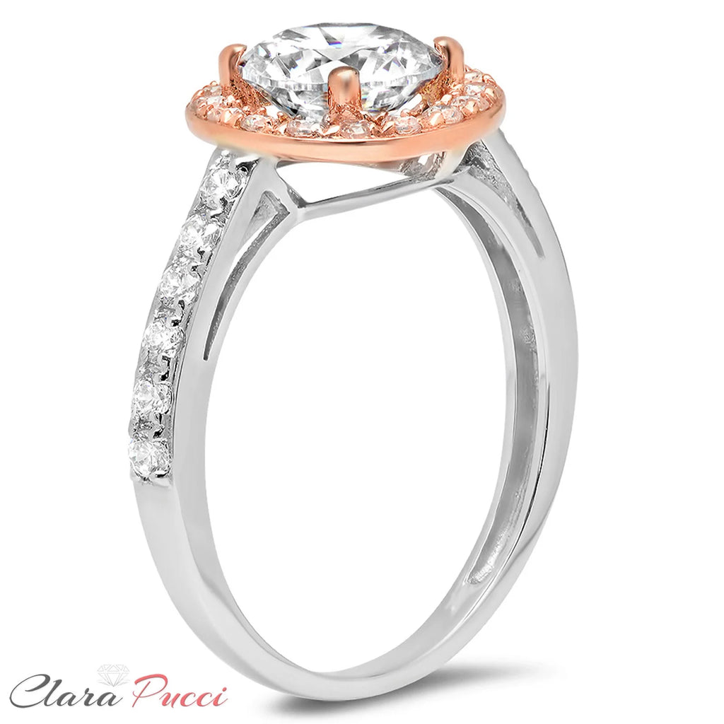 18K White Rose Gold Halo Engagement Ring size 3.5 N41859