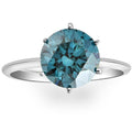 Lab Grown Blue Diamond Solitaire Engagement Ring in 14k White Gold I324