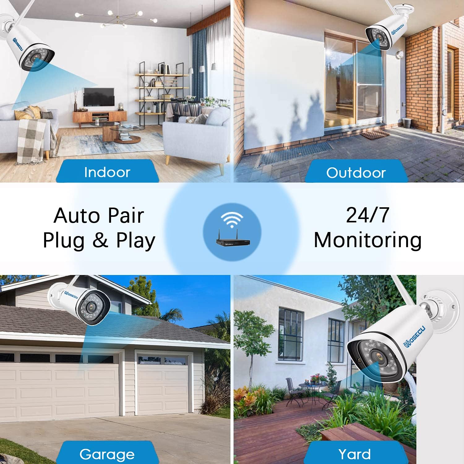 8CH Wireless Security Camera System 4PCS 1080p Outdoor WiFi Surveillance Camera with Night Vision C307813