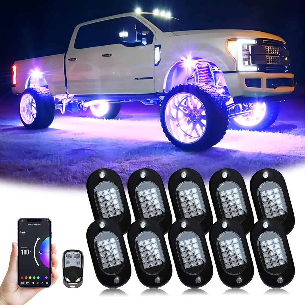 8 Pods RGB LED Rock Lights with APP Remote Control Music Mode Waterproof IP68 Y628