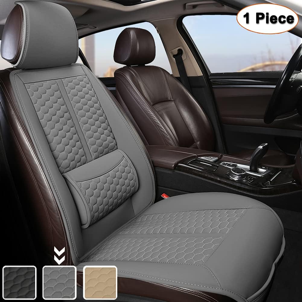 Black Car Seat Covers, 1 Pair Universal Sideless Seat Protectors with Lumbar Support and Headrest Cover, Pack of 2 O14277
