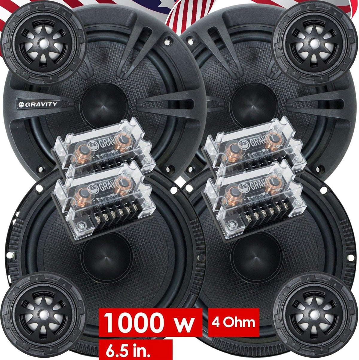 2 Pairs 6.5-Inch 2-Way Car Audio Component Speakers System V6085