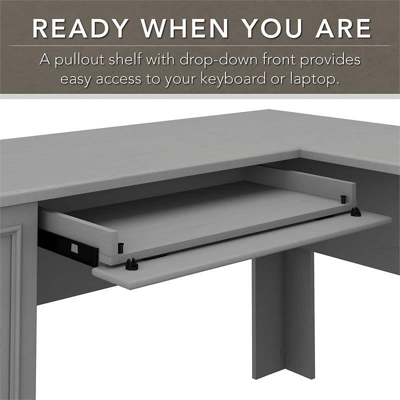Gray L Shaped Desk with 5 Shelf Bookcase C579988