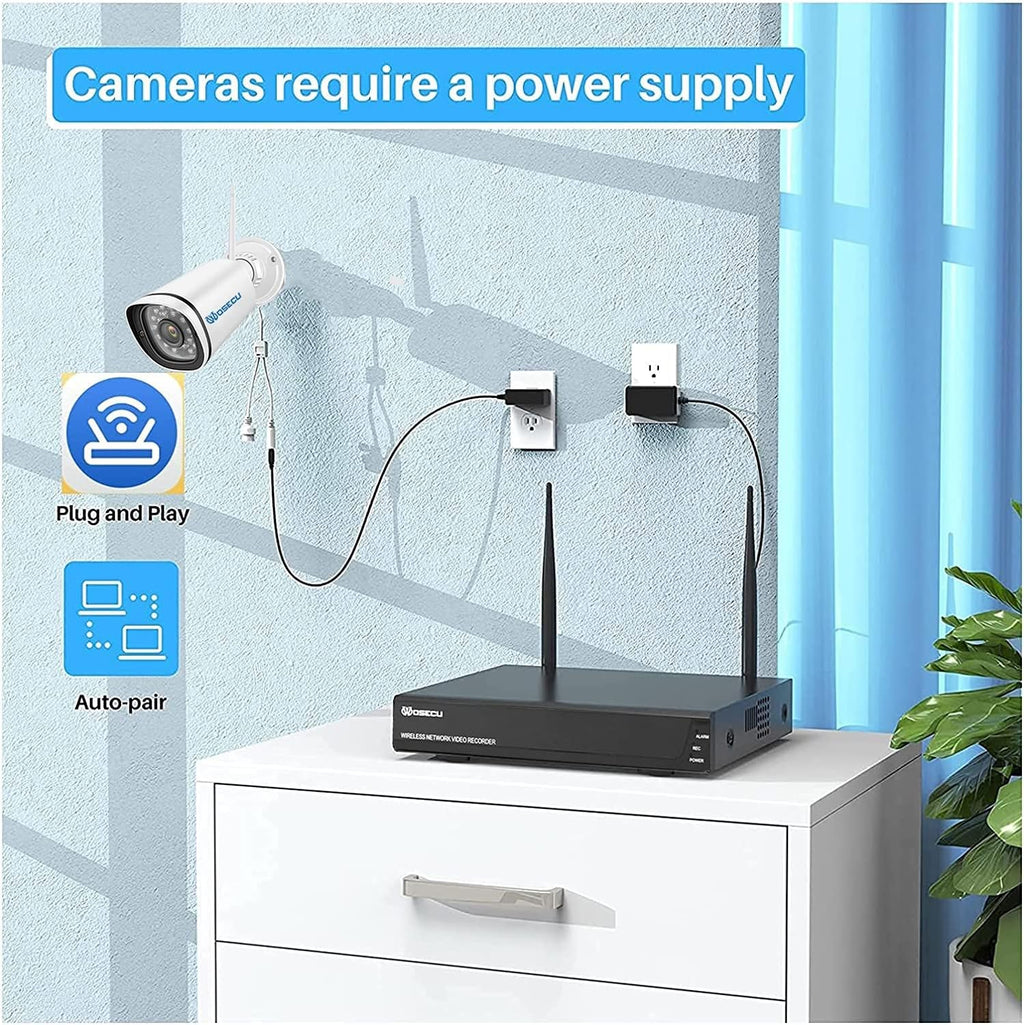 8CH Wireless Security Camera System 4PCS 1080p Outdoor WiFi Surveillance Camera with Night Vision C307813