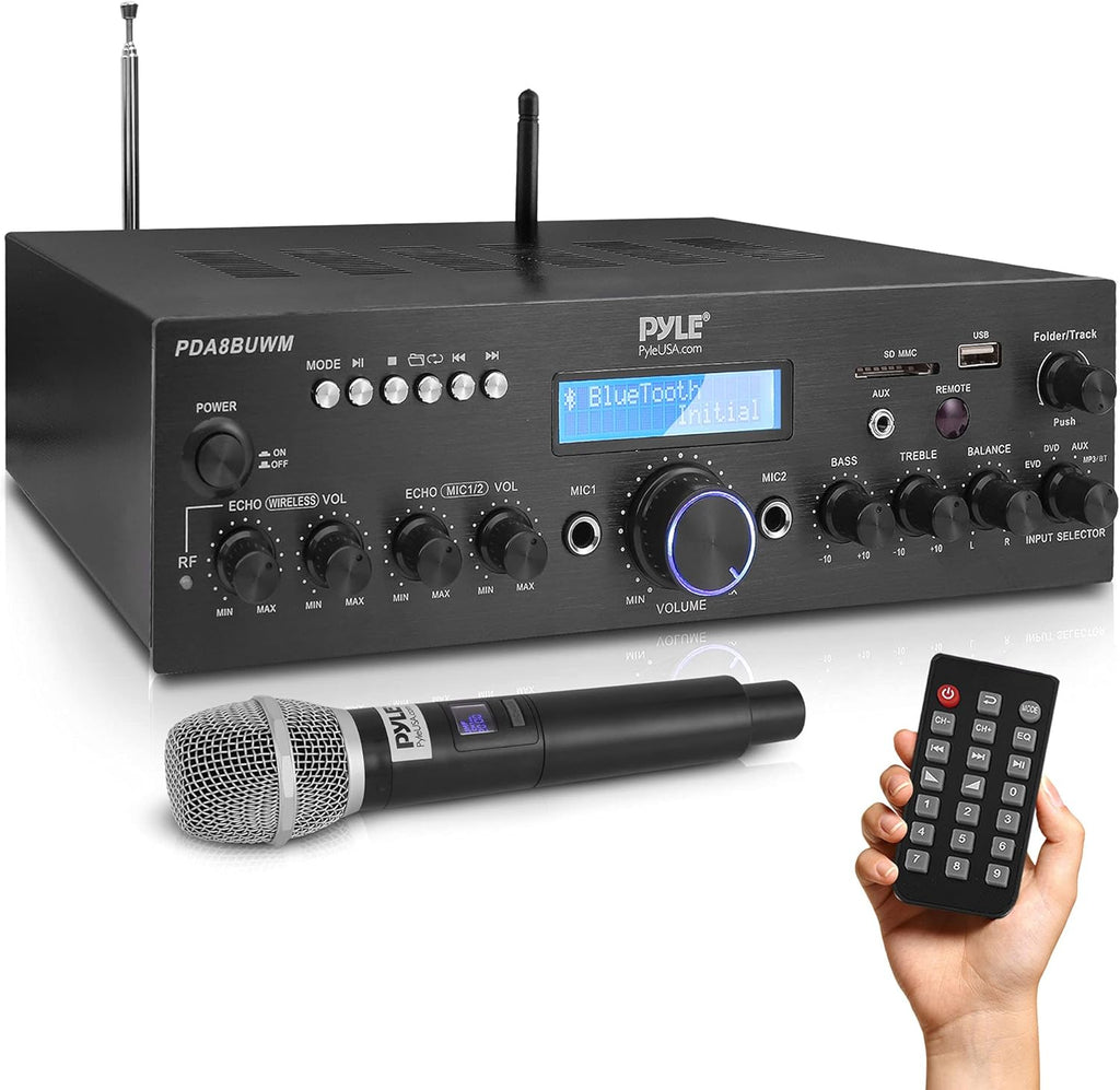 200W Dual Channel Karaoke Speaker Receiver with USB, AUX, Microphone, Echo, Radio, RCA T566017