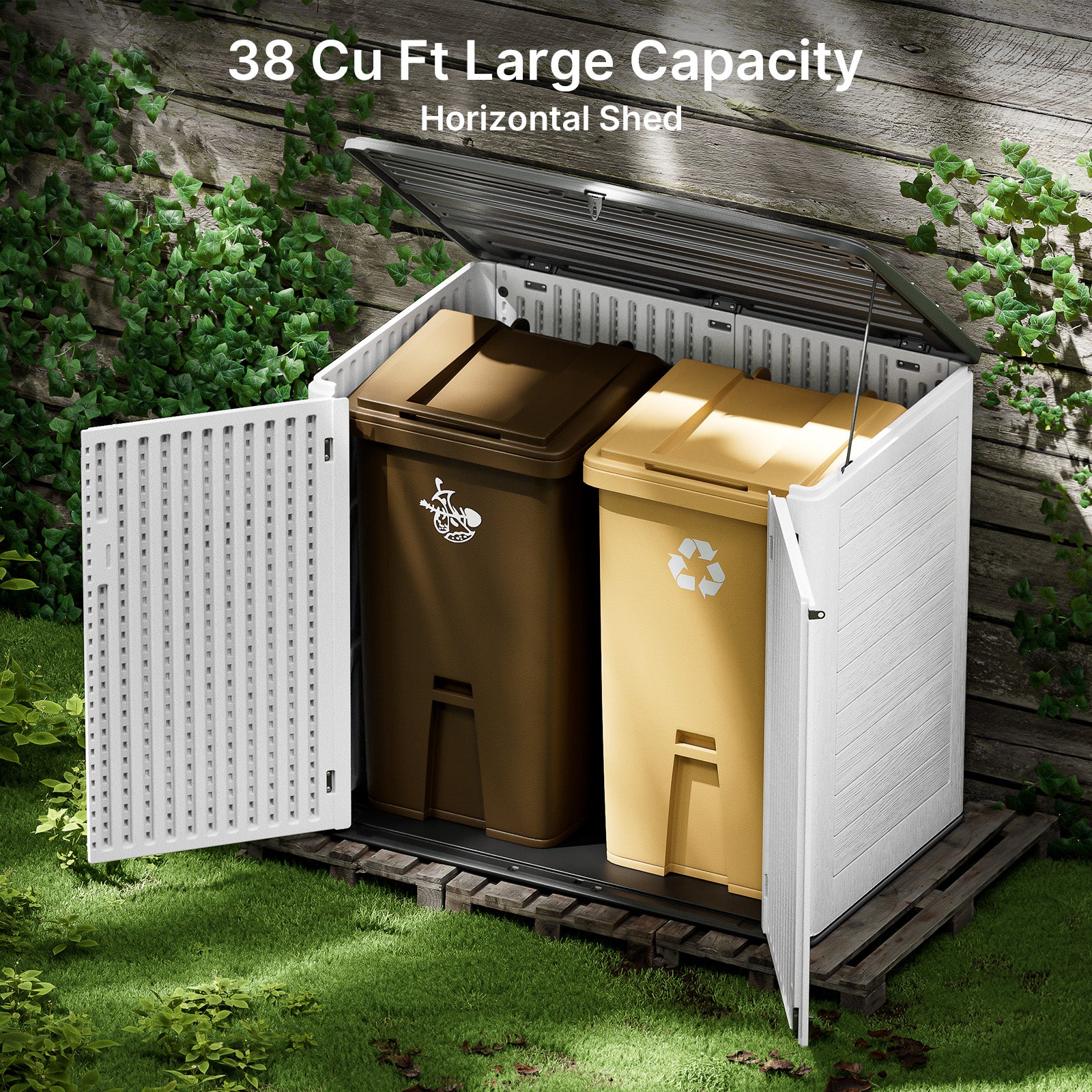 White Resin Outdoor Storage Shed, 38 Cu.ft V99977