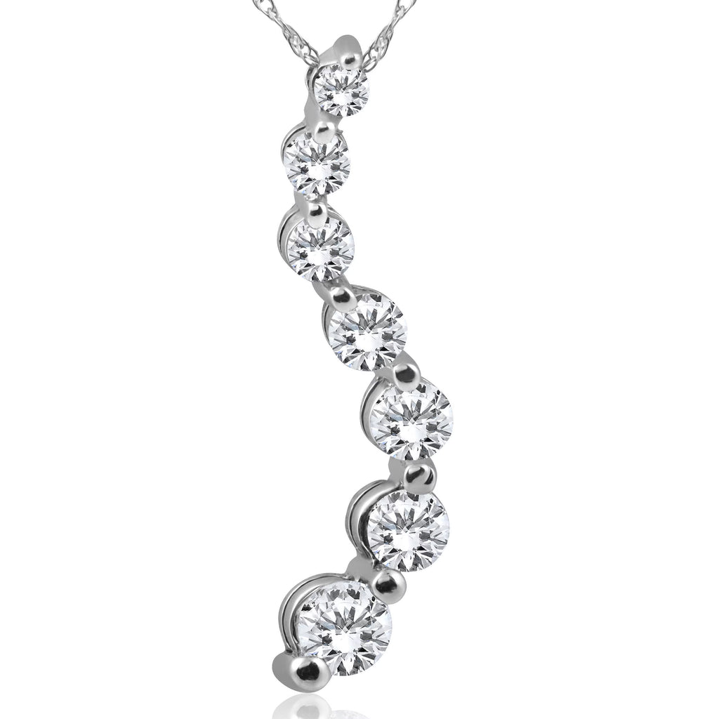 1ct Diamond Journey Pendant 14K White Gold R25017