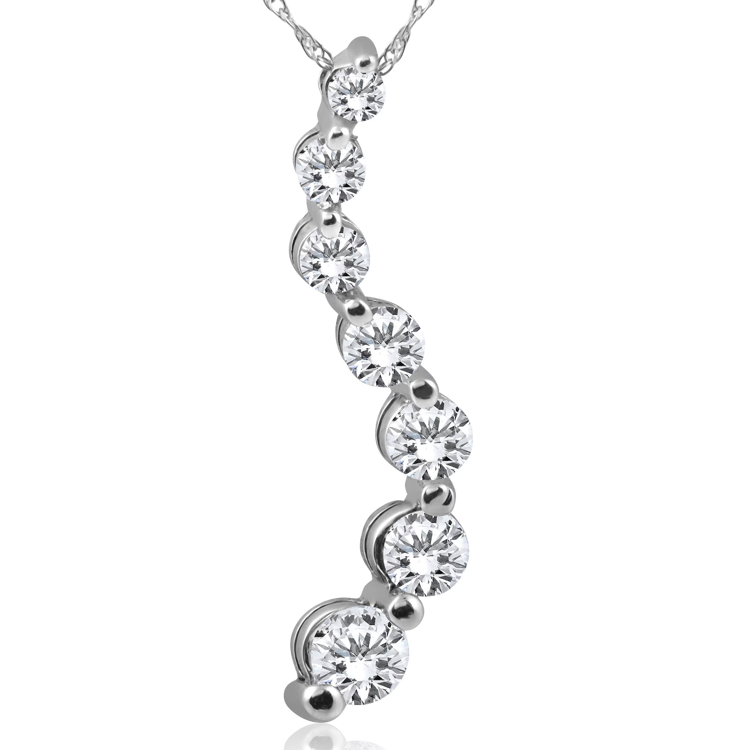 1ct Diamond Journey Pendant 14K White Gold R25017
