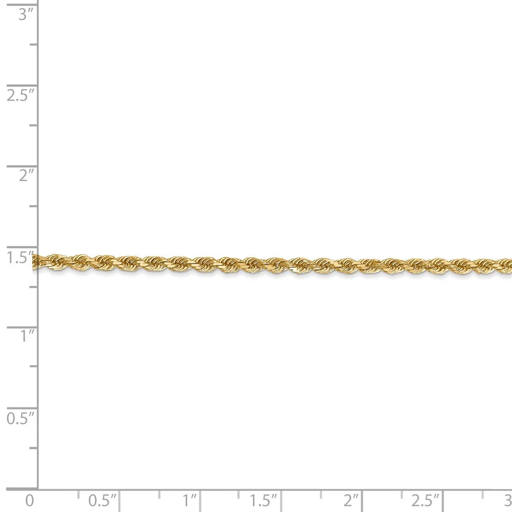 14kt Yellow Gold Diamond Cut Rope Chain with Lobster Clasp, 16 inch B2424