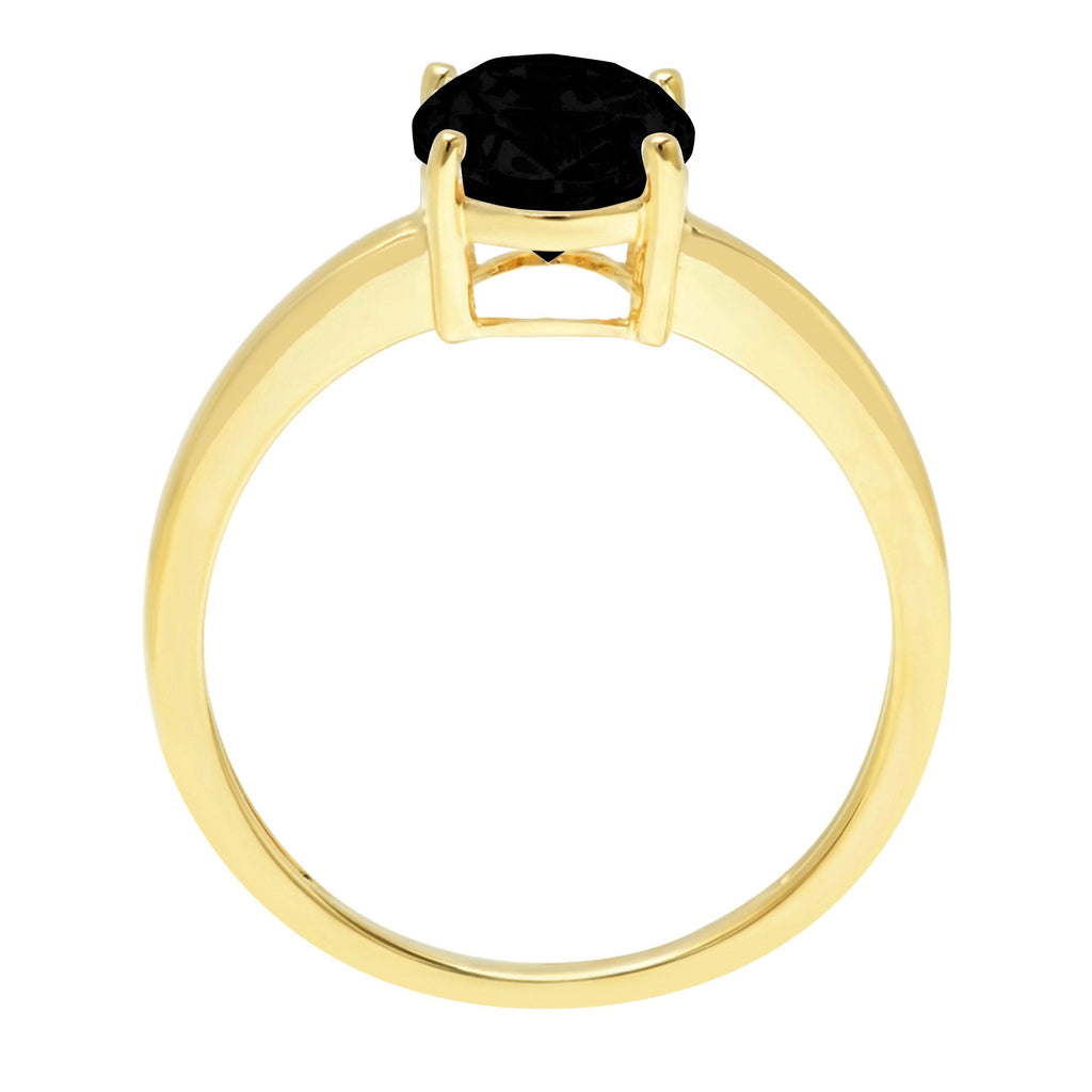 2.5ct Oval Cut Black Onyx 14k Yellow Gold Ring R642