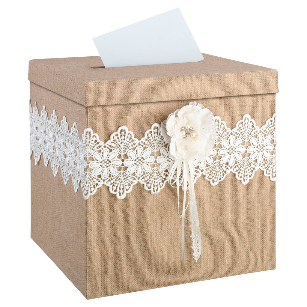 Burlap and Lace Card Box A1381