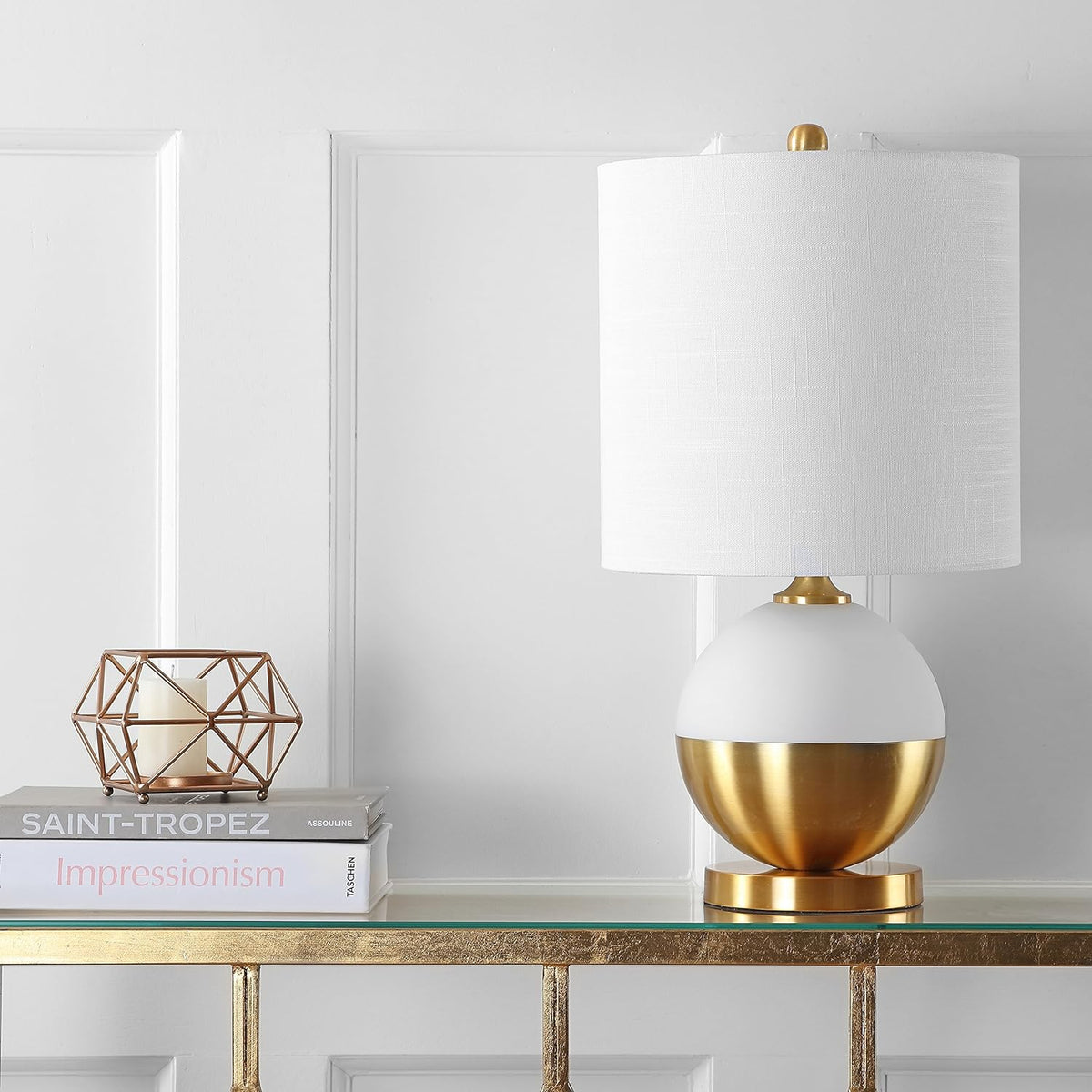 White/Brass Ceramic/Metal LED Table Lamp T117762
