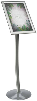 Floor Mounted Menu Sign, Snap-Open Design, Locking, Aluminum Construction Silver Finish M1131