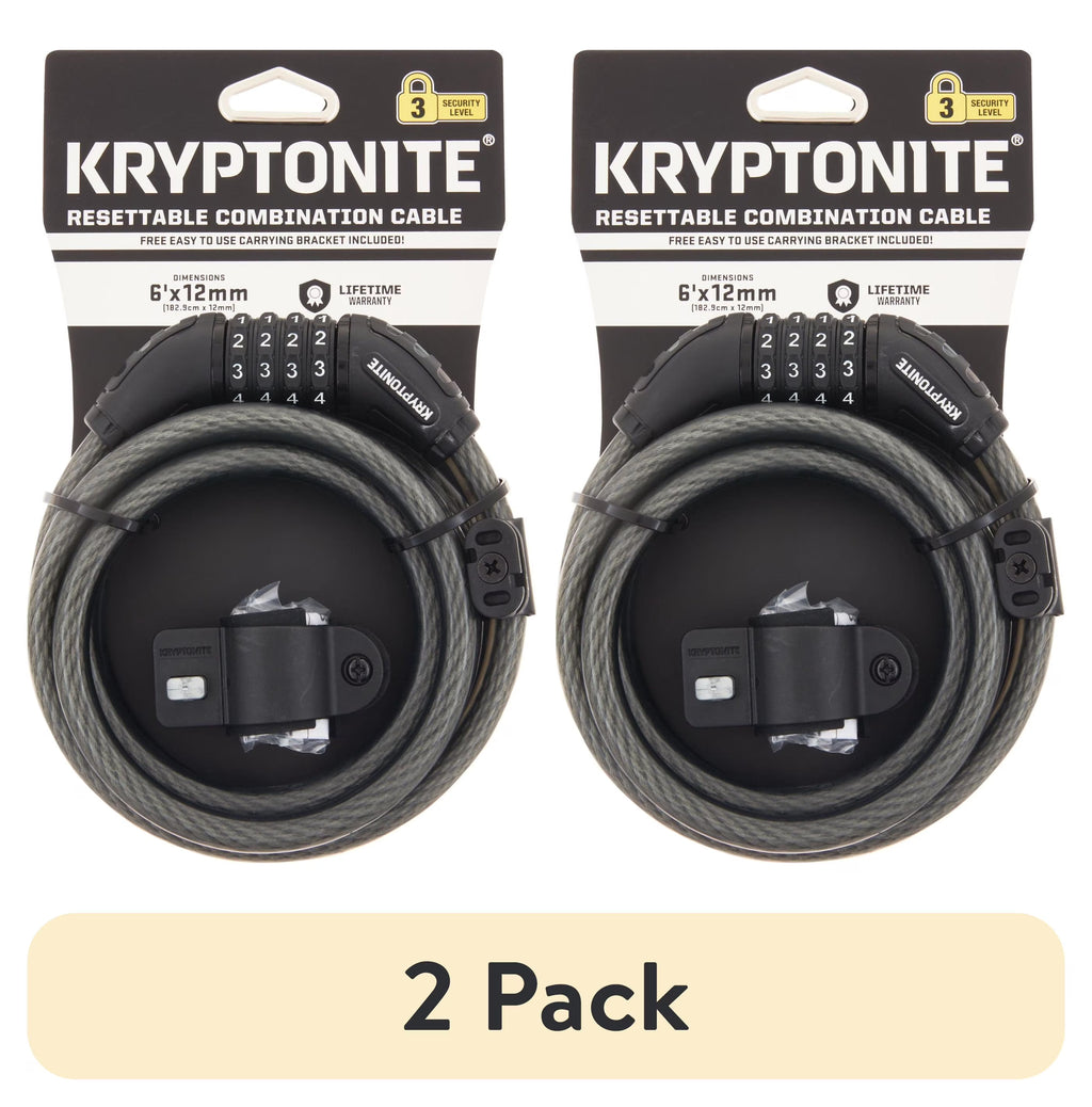 (2 pack) Resettable 12mm Combo Cable Bicycle Lock M755333