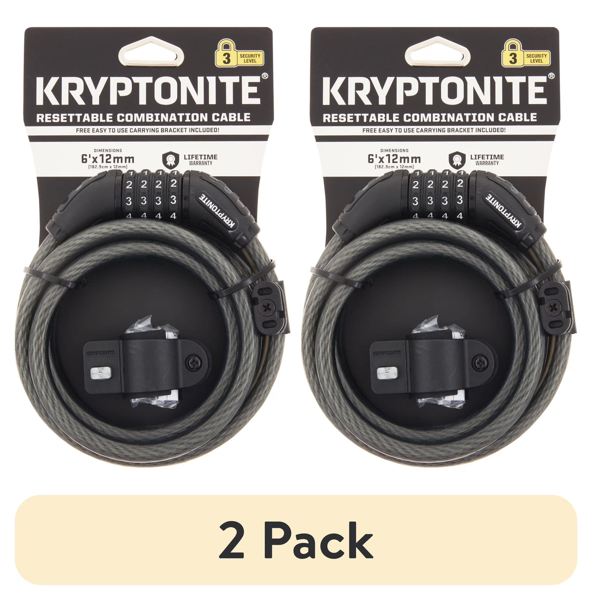 (2 pack) Resettable 12mm Combo Cable Bicycle Lock M755333