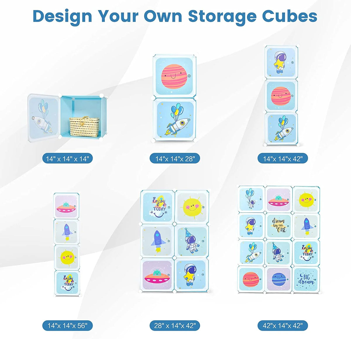 8 Cube Children Wardrobe with Doors and 2 Hanging Sections B17794