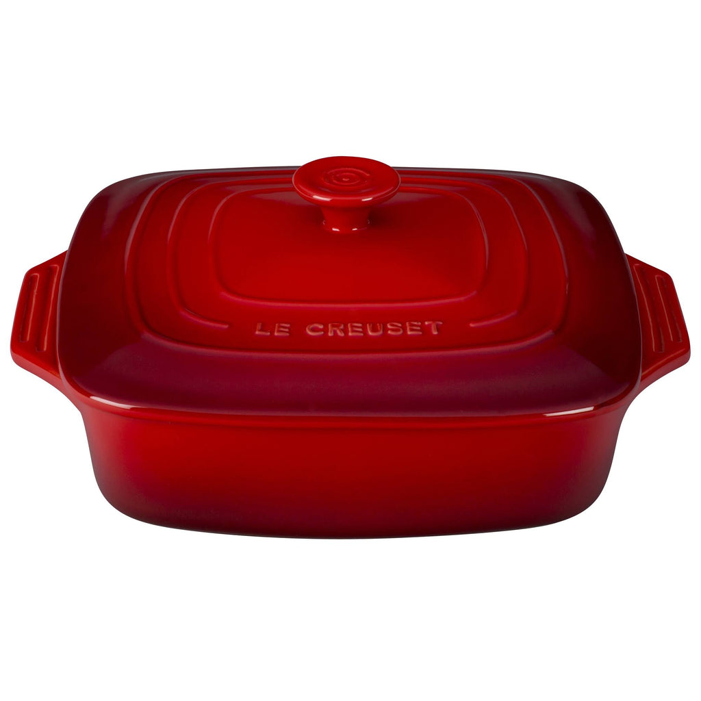 9.5-Inch Cerise Stoneware Covered Square Casserole X92064