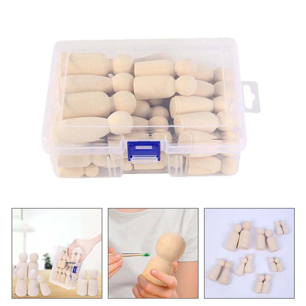 50pcs Unfinished Wood Peg Dolls (Khaki) Y50494