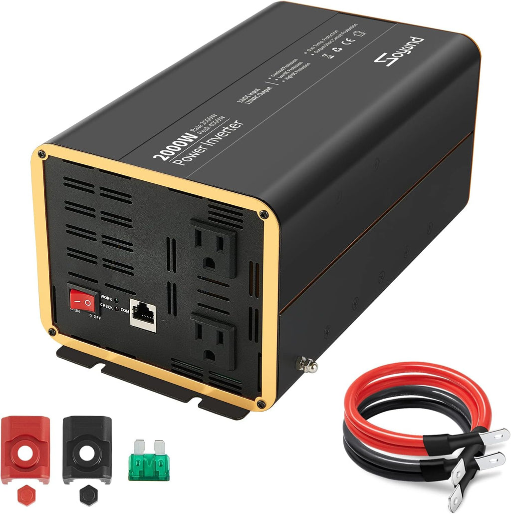 2000 Watt 12V DC to 120V AC Modified Sine Wave Car Inverter with 3 AC Outlets X200219