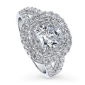 Sterling Silver Cushion Cut Cubic Zirconia Split Shank Ring P48101