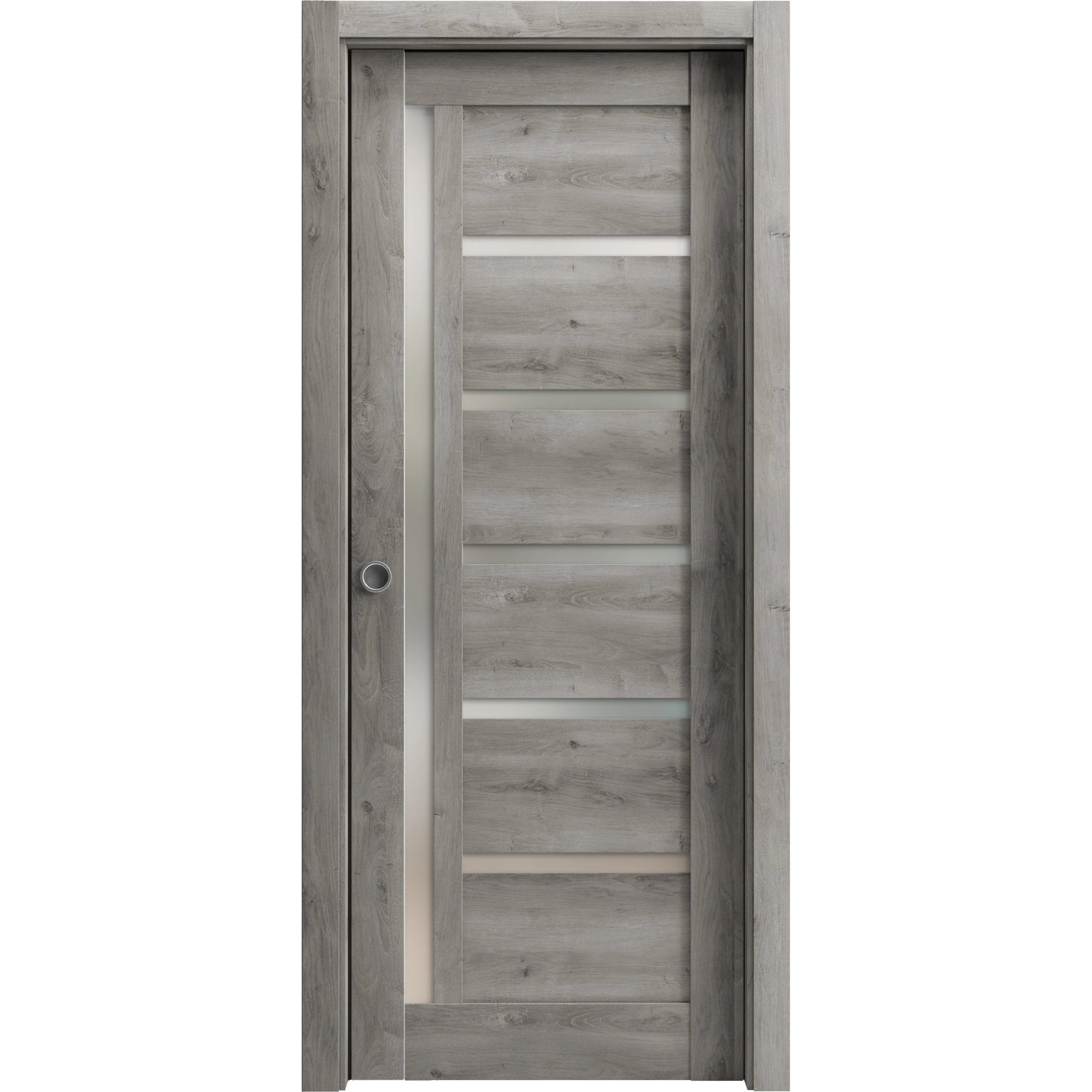 Sliding French Pocket Door with Frosted Glass M165089