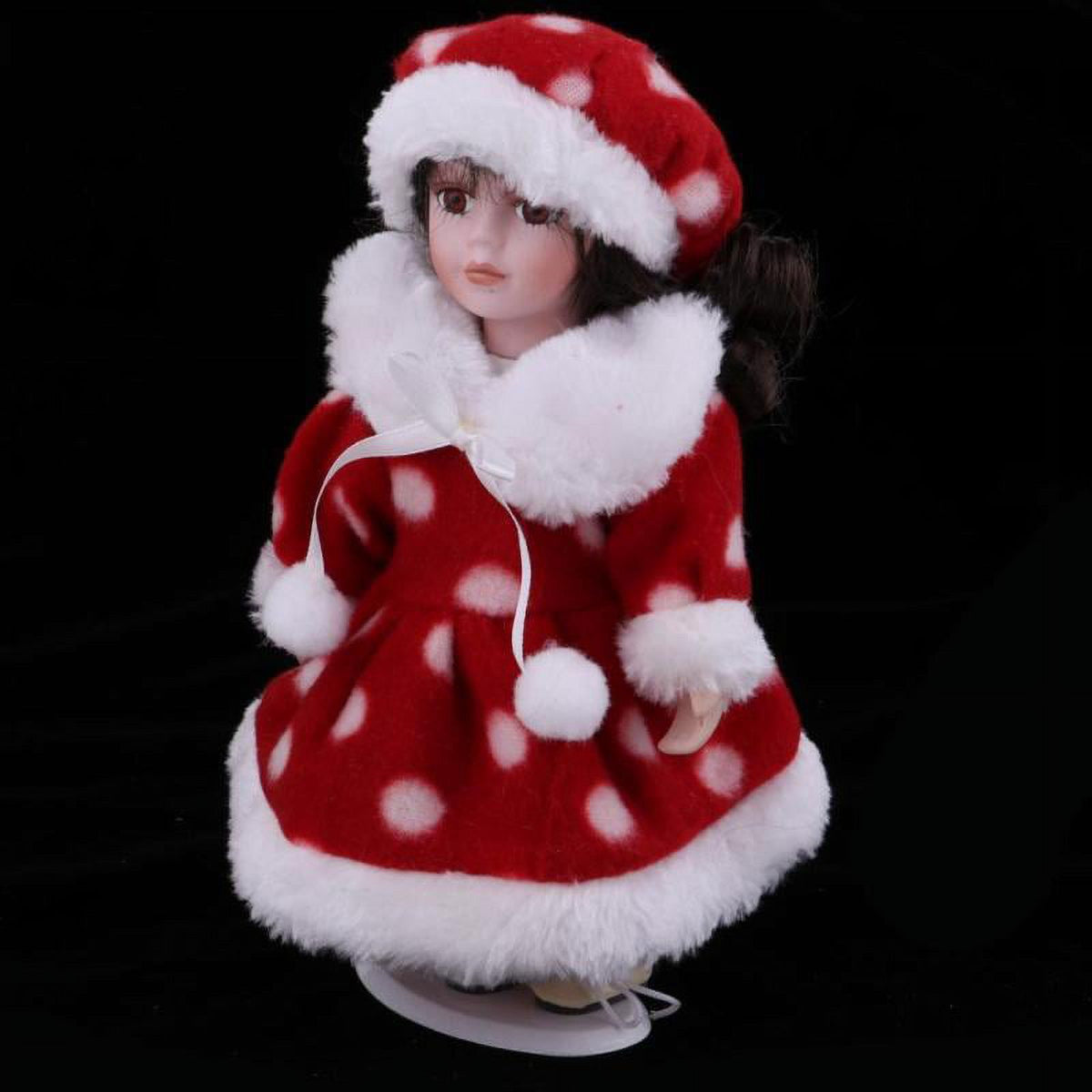 Porcelain Doll With Metal Stand For 1/6 Scale Dollhouse Red Y5093
