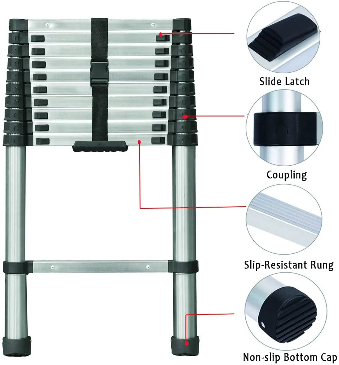 Stainless Steel 11 Step Telescopic Extension Ladder F47788