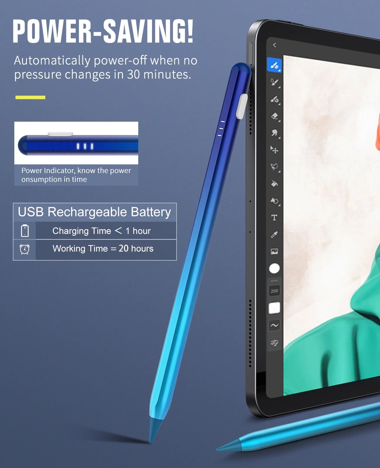 Gradient Blue Magnetic Stylus Pen for iPad N5960