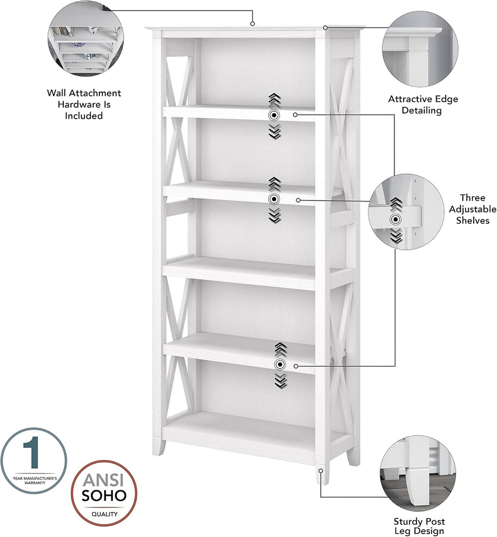 Pure White Oak 5 Shelf Bookcase Set P345471