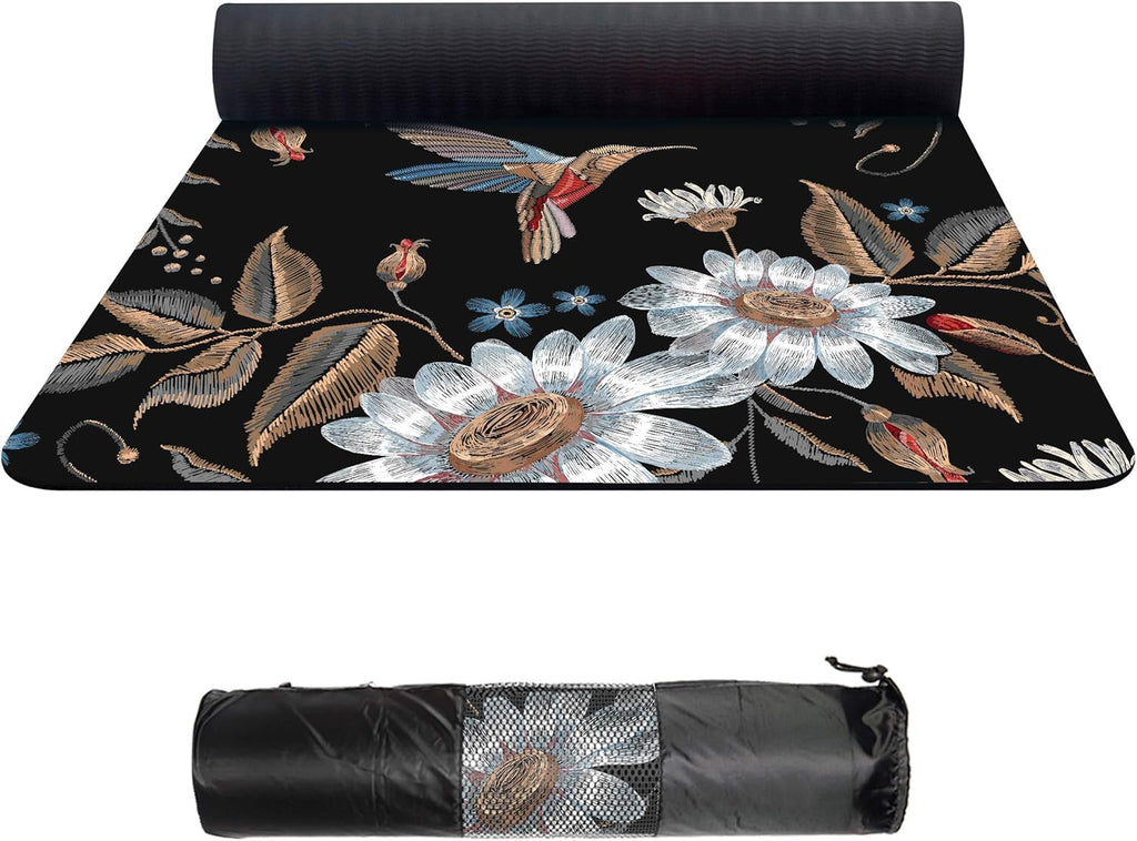 Suede TPE Yoga Mat with Carrying Bag, 72x32 Extra Thick 8MM C809443