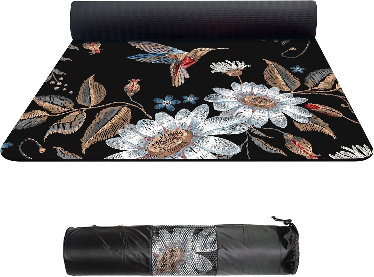 Suede TPE Yoga Mat with Carrying Bag, 72x32 Extra Thick 8MM C809443
