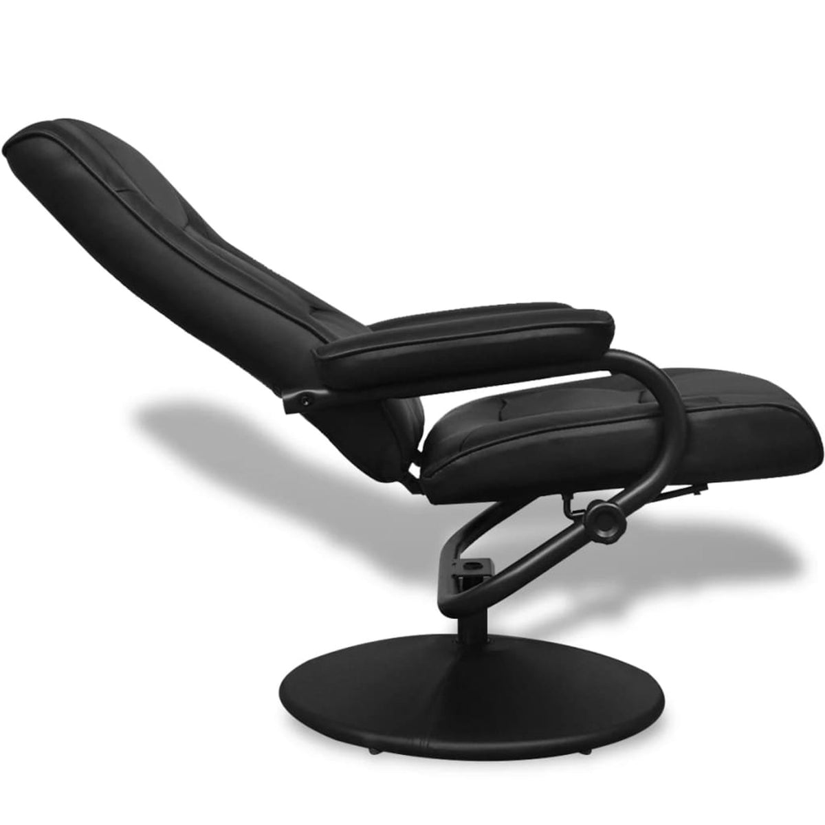 Black Faux Leather Swivel Recliner with Ottoman O7016