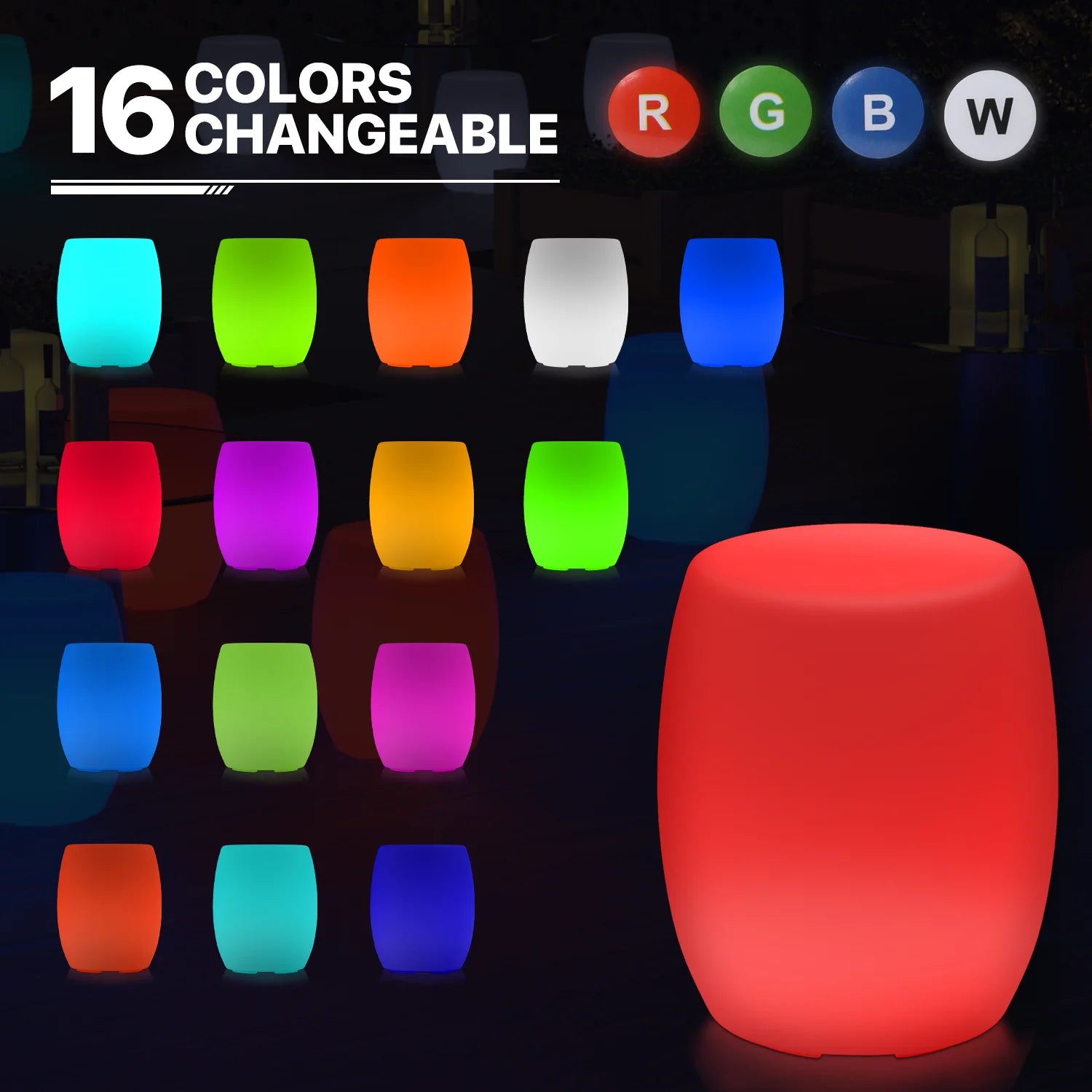 Barrel Shaped LED Bar Stool with Remote Control Z812415