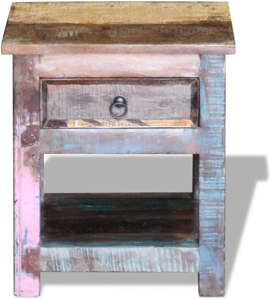 Solid Reclaimed Wood Side End Table with 1 Drawer V567700