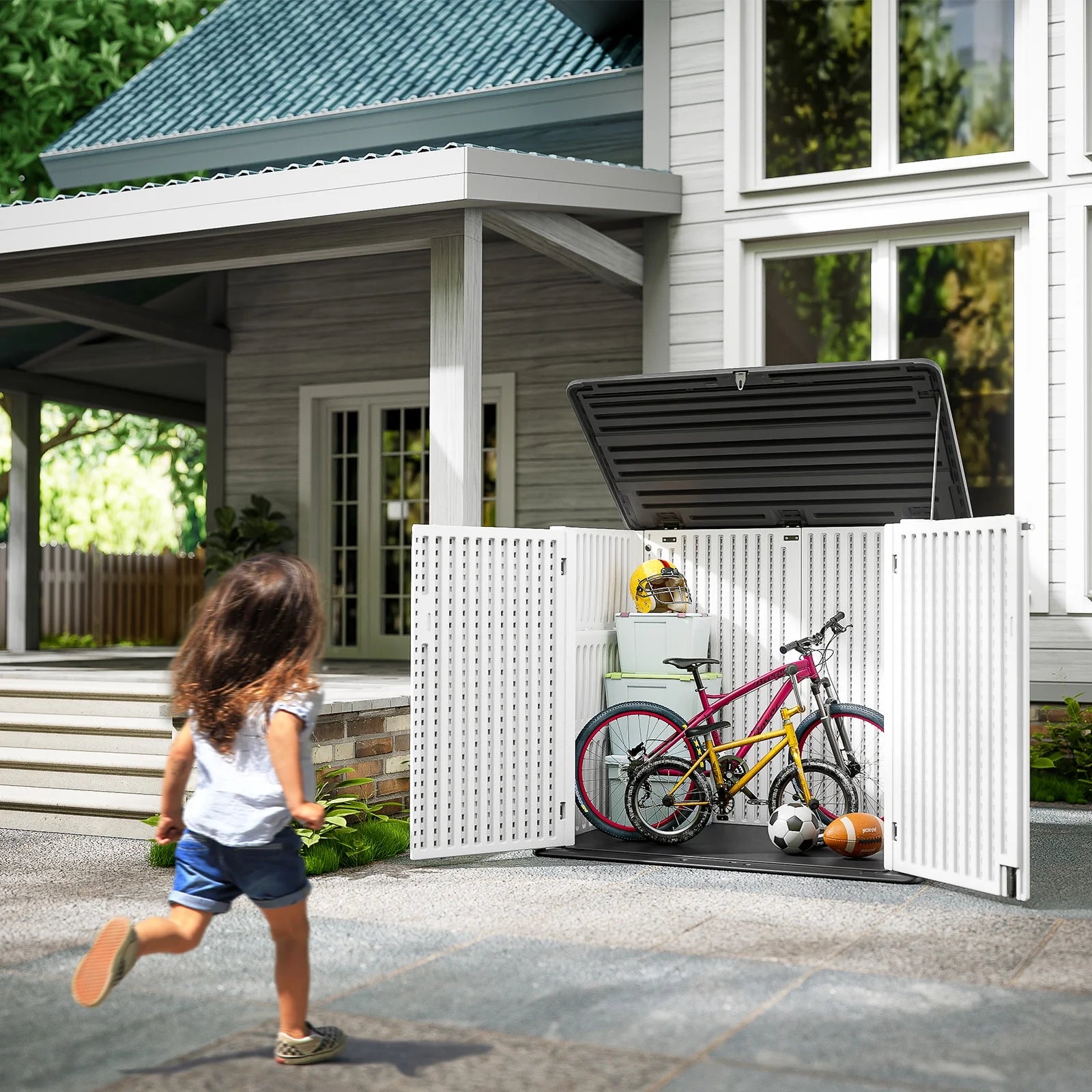 White Resin Outdoor Storage Shed, 38 Cu.ft V99977