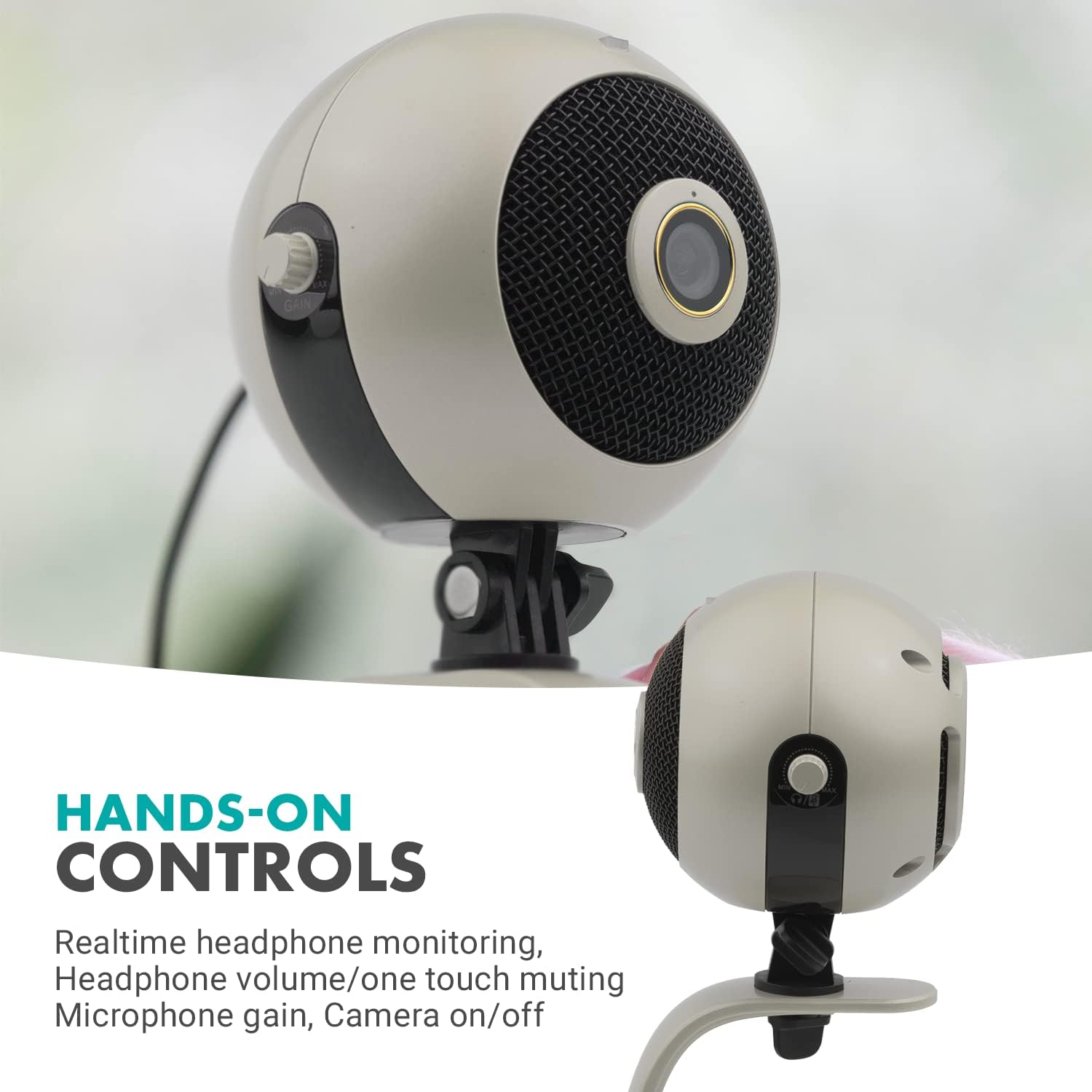 Pearl White 1080p HD Webcam and Condenser Microphone F517532