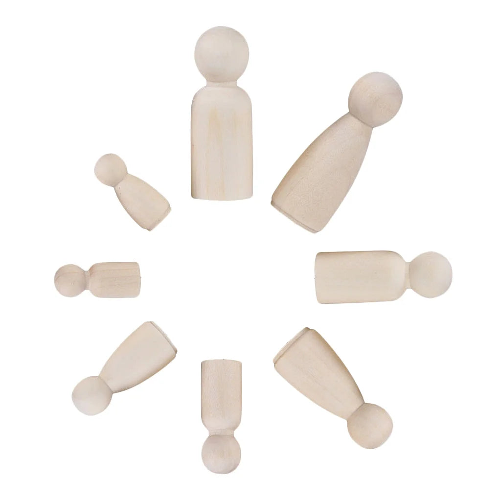 8 Wood Peg Dolls Wooden Figure Toy P142
