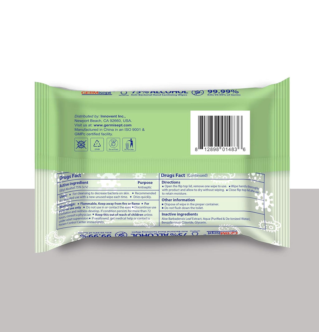 75% Alcohol Antiseptic Hand Sanitizer Wipes (1200 Wipes) B908
