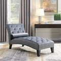 Beige Upholstered Chaise Lounge Sofa with Button Tufted Back and Hardwood Legs O170048