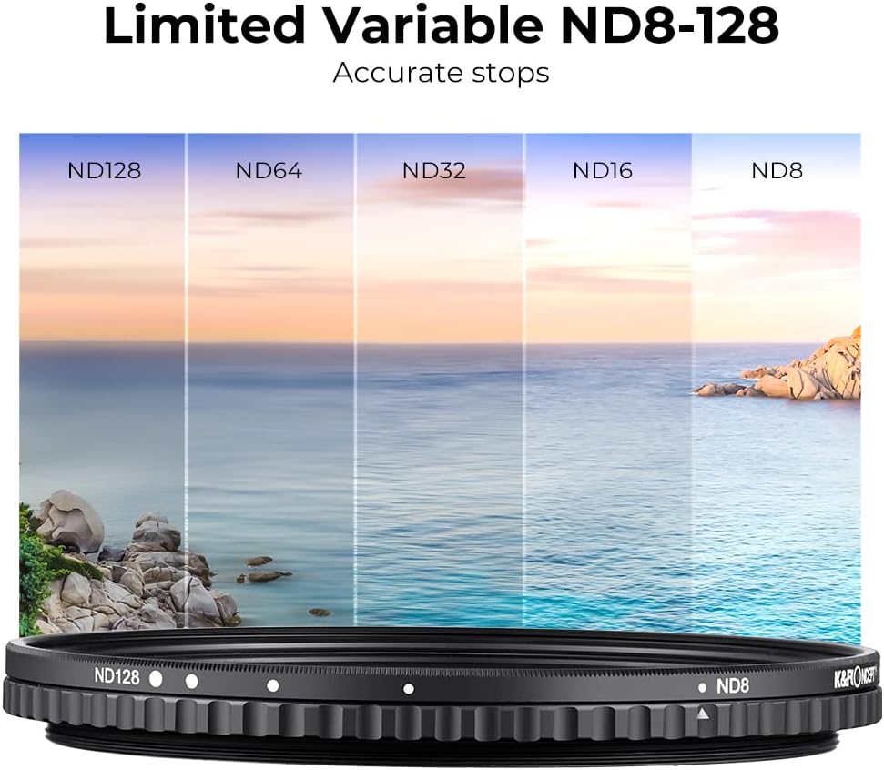 62mm Variable ND Filter ND8-ND128 (3-7 Stop) VND Filter Pack of 2 X258237