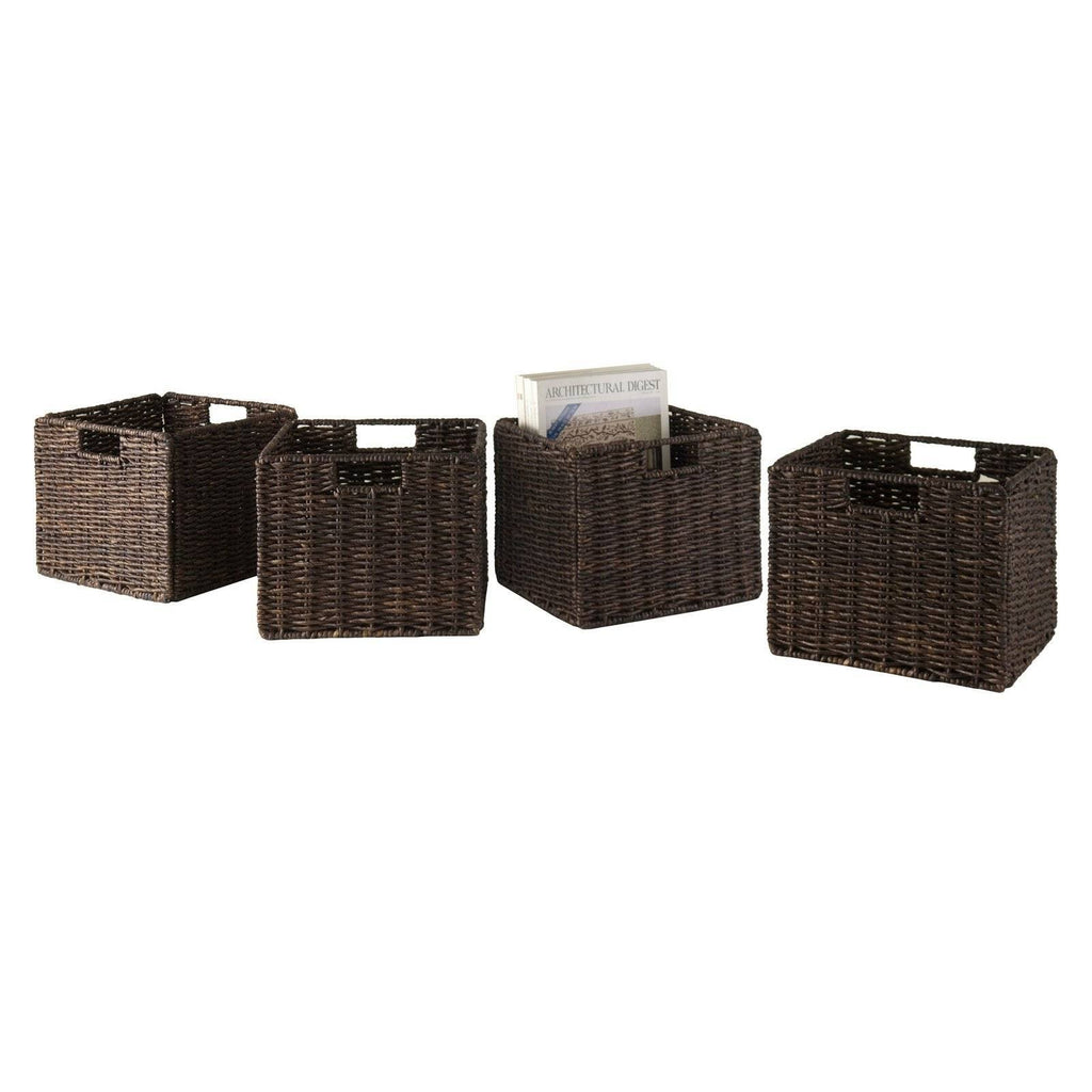 5-Pc Wainscoting Panel Shelf 4 x 2 Cube with 4 Foldable Baskets P962389